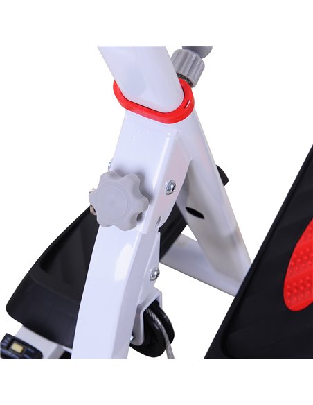 HOMCOM Foldable Stepper with Handle Hand Grip Workout Fitness Machine Sport Exercise Gym Bar Cardio Steel-White/Red Spinning A90 - pic 71898 | FastDaddyshop