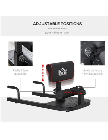 HOMCOM 3-in-1 Padded Push Up Sit Up Deep Sissy Squat Machine Home Gym Work Out Leg Fitness Equipment, Black A91-069