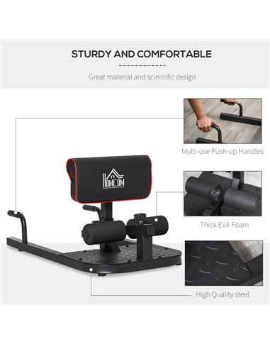 HOMCOM 3-in-1 Padded Push Up Sit Up Deep Sissy Squat Machine Home Gym Work Out Leg Fitness Equipment, Black A91-069