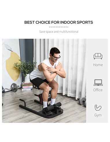 HOMCOM 3-in-1 Padded Push Up Sit Up Deep Sissy Squat Machine Home Gym Work Out Leg Fitness Equipment, Black A91-069