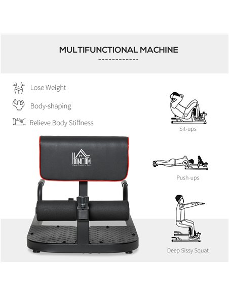 HOMCOM 3-in-1 Padded Push Up Sit Up Deep Sissy Squat Machine Home Gym Work Out Leg Fitness Equipment, Black A91-069 - pic 71914 | FastDaddyshop