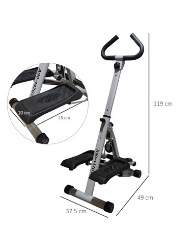 HOMCOM Stepper w/Handle Hand Grip Workout Fitness Machine For Fitness Aerobic Exercise Home Gym Grey A90-147GY