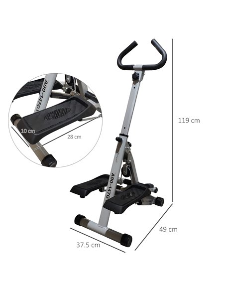 HOMCOM Stepper w/Handle Hand Grip Workout Fitness Machine For Fitness Aerobic Exercise Home Gym Grey A90-147GY - pic 71946 | FastDaddyshop