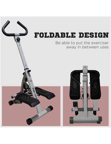 HOMCOM Stepper w/Handle Hand Grip Workout Fitness Machine For Fitness Aerobic Exercise Home Gym Grey A90-147GY