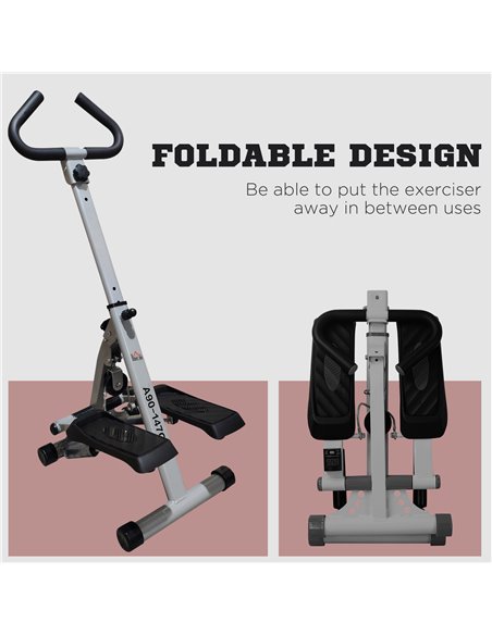 HOMCOM Stepper w/Handle Hand Grip Workout Fitness Machine For Fitness Aerobic Exercise Home Gym Grey A90-147GY - pic 71947 | FastDaddyshop