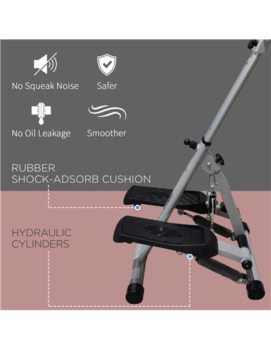 HOMCOM Stepper w/Handle Hand Grip Workout Fitness Machine For Fitness Aerobic Exercise Home Gym Grey A90-147GY