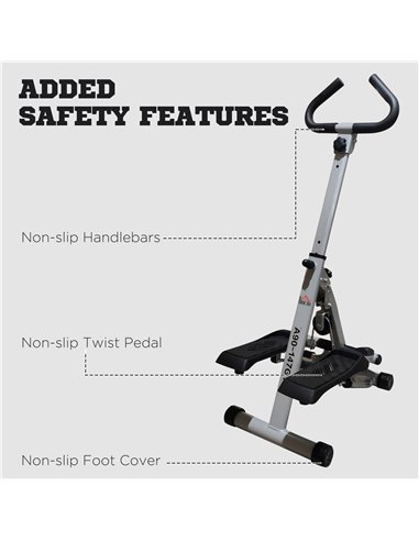 HOMCOM Stepper w/Handle Hand Grip Workout Fitness Machine For Fitness Aerobic Exercise Home Gym Grey A90-147GY