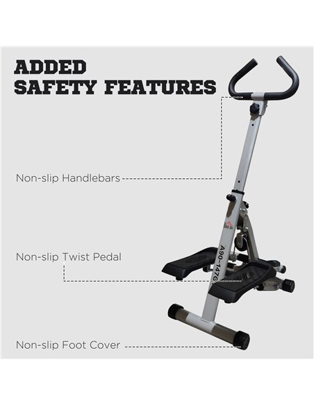 HOMCOM Stepper w/Handle Hand Grip Workout Fitness Machine For Fitness Aerobic Exercise Home Gym Grey A90-147GY - pic 71951 | FastDaddyshop