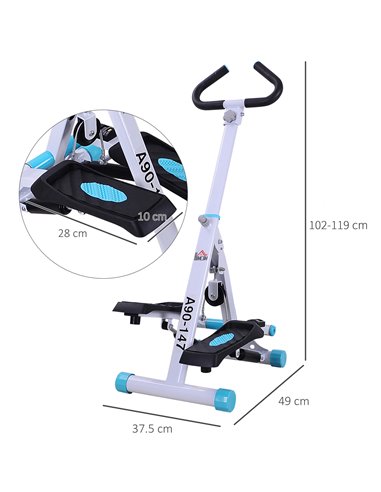 HOMCOM Stepper w/Handle Hand Grip Workout Fitness Machine For Fitness Aerobic Exercise Home Gym A90-147