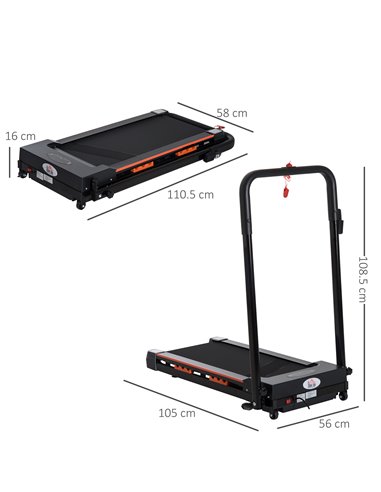 HOMCOM Electric Motorized Treadmill Walking Machine Foldable - 0.5hp | 1 to 6 km/h | Indoor Fitness Exercise Gym w / Remote Cont