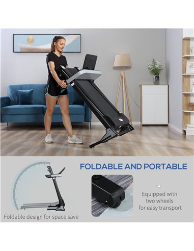 HOMCOM Folding Treadmill for Home Motorised Running Machine w/ LCD Display Black A90-211V70