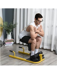 HOMCOM 3-in-1 Padded Push Up Sit Up Deep Sissy Squat Machine Home Gym Work Out Leg Fitness Equipment, Yellow A91-069YL 2