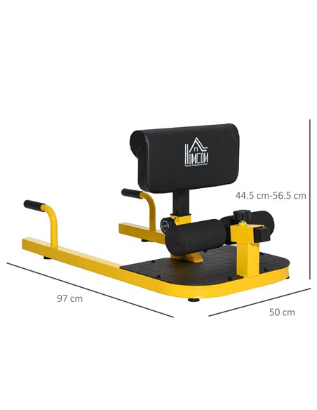 HOMCOM 3-in-1 Padded Push Up Sit Up Deep Sissy Squat Machine Home Gym Work Out Leg Fitness Equipment, Yellow A91-069YL - pic 71982 | FastDaddyshop