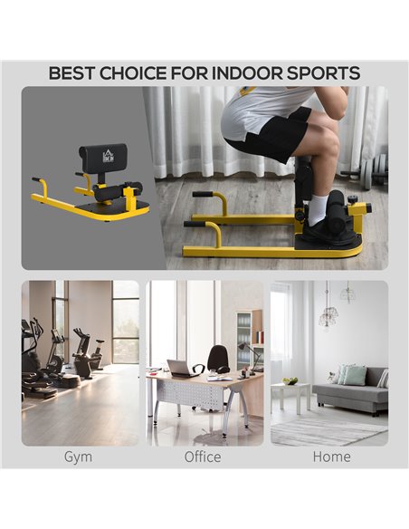 HOMCOM 3-in-1 Padded Push Up Sit Up Deep Sissy Squat Machine Home Gym Work Out Leg Fitness Equipment, Yellow A91-069YL - pic 71984 | FastDaddyshop
