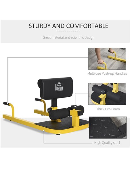 HOMCOM 3-in-1 Padded Push Up Sit Up Deep Sissy Squat Machine Home Gym Work Out Leg Fitness Equipment, Yellow A91-069YL - pic 71986 | FastDaddyshop