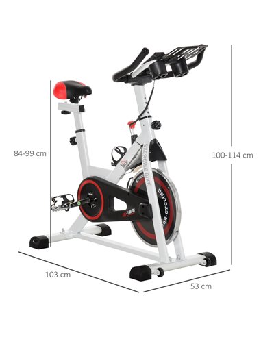 HOMCOM Upright Exercise Bike Indoor Training Cycling Machine Stationary Workout Bicycle with Adjustable Resistance Seat Handleba