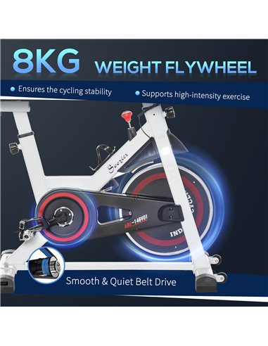 HOMCOM Upright Exercise Bike Indoor Training Cycling Machine Stationary Workout Bicycle with Adjustable Resistance Seat Handleba