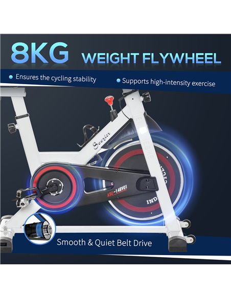 HOMCOM Upright Exercise Bike Indoor Training Cycling Machine Stationary Workout Bicycle with Adjustable Resistance Seat Handleba - pic 71992 | FastDaddyshop