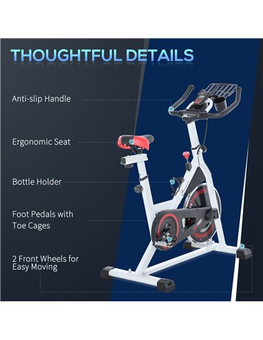 HOMCOM Upright Exercise Bike Indoor Training Cycling Machine Stationary Workout Bicycle with Adjustable Resistance Seat Handleba