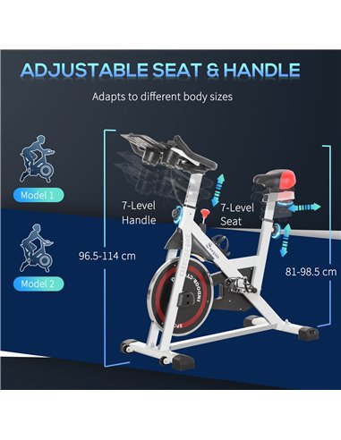 HOMCOM Upright Exercise Bike Indoor Training Cycling Machine Stationary Workout Bicycle with Adjustable Resistance Seat Handleba