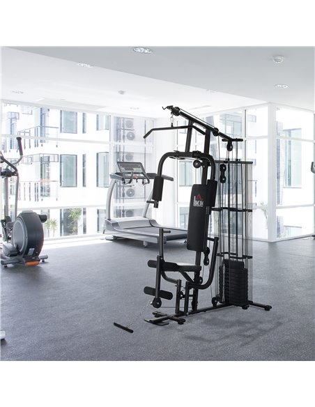 HOMCOM Multifunction Home Gym System Weight Training Exercise Workout Station Fitness Strength Machine for Body Training Black A - pic 71999 | FastDaddyshop