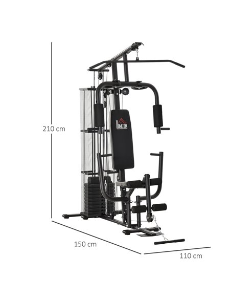 HOMCOM Multifunction Home Gym System Weight Training Exercise Workout Station Fitness Strength Machine for Body Training Black A - pic 72000 | FastDaddyshop