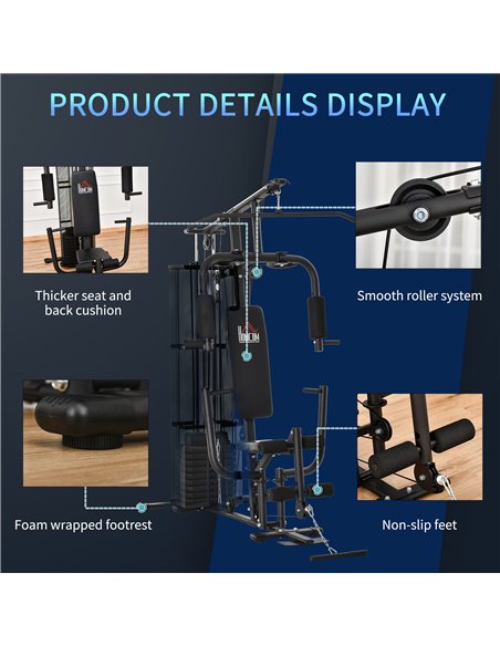 HOMCOM Multifunction Home Gym System Weight Training Exercise Workout Station Fitness Strength Machine for Body Training Black A - pic 72001 | FastDaddyshop