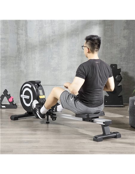 HOMCOM Indoor Body Health & Fitness Adjustable Magnetic Rowing Machine Rower with LCD Digital Monitor & Wheels for Home, Office, - pic 72008 | FastDaddyshop