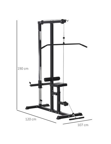 HOMCOM Power Tower Adjustable Pulldown Machine, Dip Station Stand Weighted Ab Crunches Workout Abdominal Exercise For Home Gym T