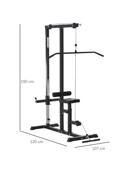HOMCOM Power Tower Adjustable Pulldown Machine, Dip Station Stand Weighted Ab Crunches Workout Abdominal Exercise For Home Gym T - pic 72027 | FastDaddyshop