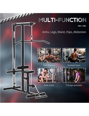 HOMCOM Power Tower Adjustable Pulldown Machine, Dip Station Stand Weighted Ab Crunches Workout Abdominal Exercise For Home Gym T