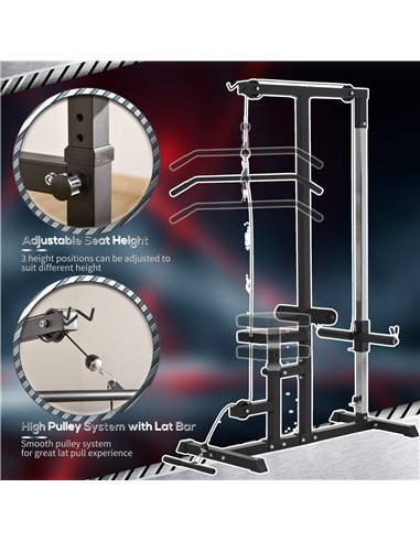 HOMCOM Power Tower Adjustable Pulldown Machine, Dip Station Stand Weighted Ab Crunches Workout Abdominal Exercise For Home Gym T