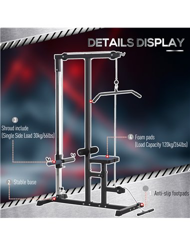 HOMCOM Power Tower Adjustable Pulldown Machine, Dip Station Stand Weighted Ab Crunches Workout Abdominal Exercise For Home Gym T