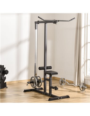 HOMCOM Power Tower Adjustable Pulldown Machine, Dip Station Stand Weighted Ab Crunches Workout Abdominal Exercise For Home Gym T