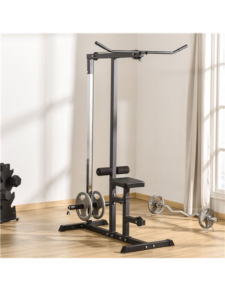 HOMCOM Power Tower Adjustable Pulldown Machine, Dip Station Stand Weighted Ab Crunches Workout Abdominal Exercise For Home Gym T - pic 72031 | FastDaddyshop