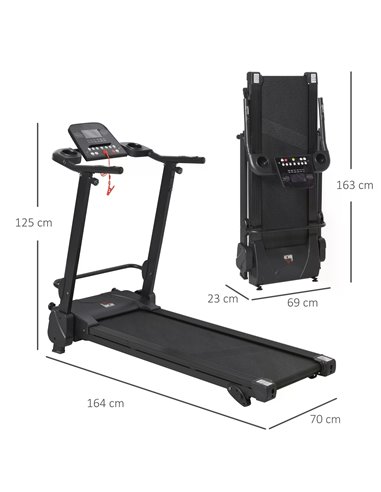 HOMCOM Treadmill Machine Electric Motorised Folding Running Machine MP3 & USB Player 5 Preset Programs w/ LCD Display, Drink Hol