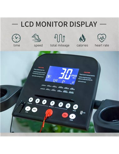 HOMCOM Treadmill Machine Electric Motorised Folding Running Machine MP3 & USB Player 5 Preset Programs w/ LCD Display, Drink Hol