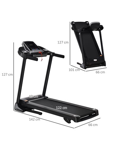 HOMCOM Folding Treadmill Machine Electric Motorised Running Machine 12 Preset Programs w/ LED Display, Drink Holder & Phone Hold