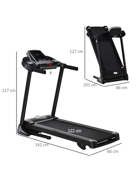 HOMCOM Folding Treadmill Machine Electric Motorised Running Machine 12 Preset Programs w/ LED Display, Drink Holder & Phone Hold - pic 72045 | FastDaddyshop