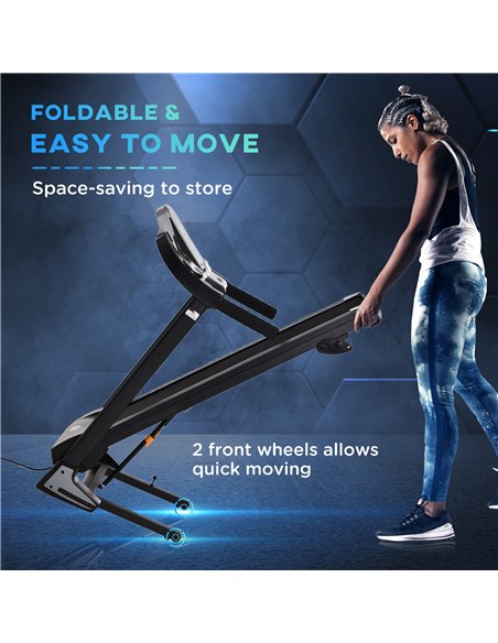 HOMCOM Folding Treadmill Machine Electric Motorised Running Machine 12 Preset Programs w/ LED Display, Drink Holder & Phone Hold - pic 72047 | FastDaddyshop