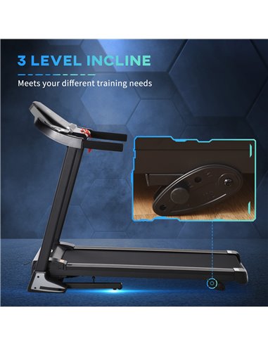 HOMCOM Folding Treadmill Machine Electric Motorised Running Machine 12 Preset Programs w/ LED Display, Drink Holder & Phone Hold