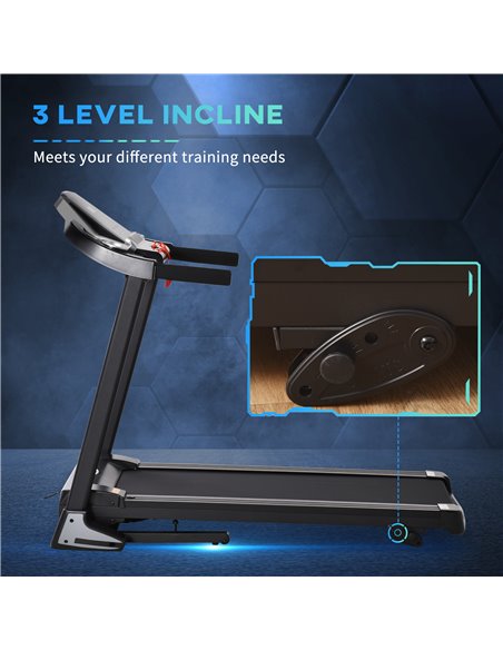 HOMCOM Folding Treadmill Machine Electric Motorised Running Machine 12 Preset Programs w/ LED Display, Drink Holder & Phone Hold - pic 72049 | FastDaddyshop