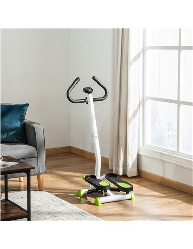 HOMCOM Adjustable Stepper Aerobic Ab Exercise Fitness Workout Machine with LCD Screen & Handlebars, White A90-263WT
