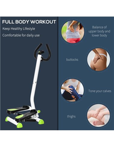 HOMCOM Adjustable Stepper Aerobic Ab Exercise Fitness Workout Machine with LCD Screen & Handlebars, White A90-263WT