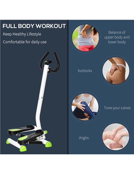 HOMCOM Adjustable Stepper Aerobic Ab Exercise Fitness Workout Machine with LCD Screen & Handlebars, White A90-263WT - pic 72066 | FastDaddyshop