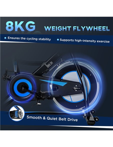 HOMCOM Stationary Exercise Bike, 8kg Flywheel Indoor Cycling Workout Fitness Bike, Adjustable Resistance Cardio Exercise Machine - pic 72092 | FastDaddyshop