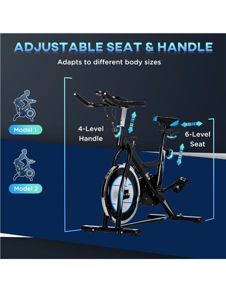 HOMCOM Stationary Exercise Bike, 8kg Flywheel Indoor Cycling Workout Fitness Bike, Adjustable Resistance Cardio Exercise Machine - pic 72094 | FastDaddyshop
