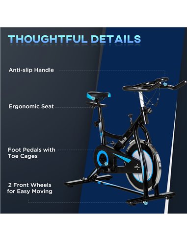 HOMCOM Stationary Exercise Bike, 8kg Flywheel Indoor Cycling Workout Fitness Bike, Adjustable Resistance Cardio Exercise Machine
