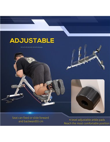 HOMCOM 2-IN-1 Core&Abdominal Trainers, Ab Trainer and Sit Up Bench, Core Muscle Trainer w/ Foam Roller, Adjustable Fitness Crunc