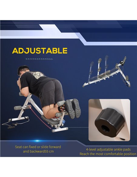 HOMCOM 2-IN-1 Core&Abdominal Trainers, Ab Trainer and Sit Up Bench, Core Muscle Trainer w/ Foam Roller, Adjustable Fitness Crunc - pic 72100 | FastDaddyshop